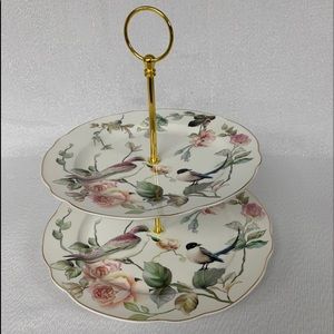 Grace Teaware Spring Birds 2-Tier Serving Plate